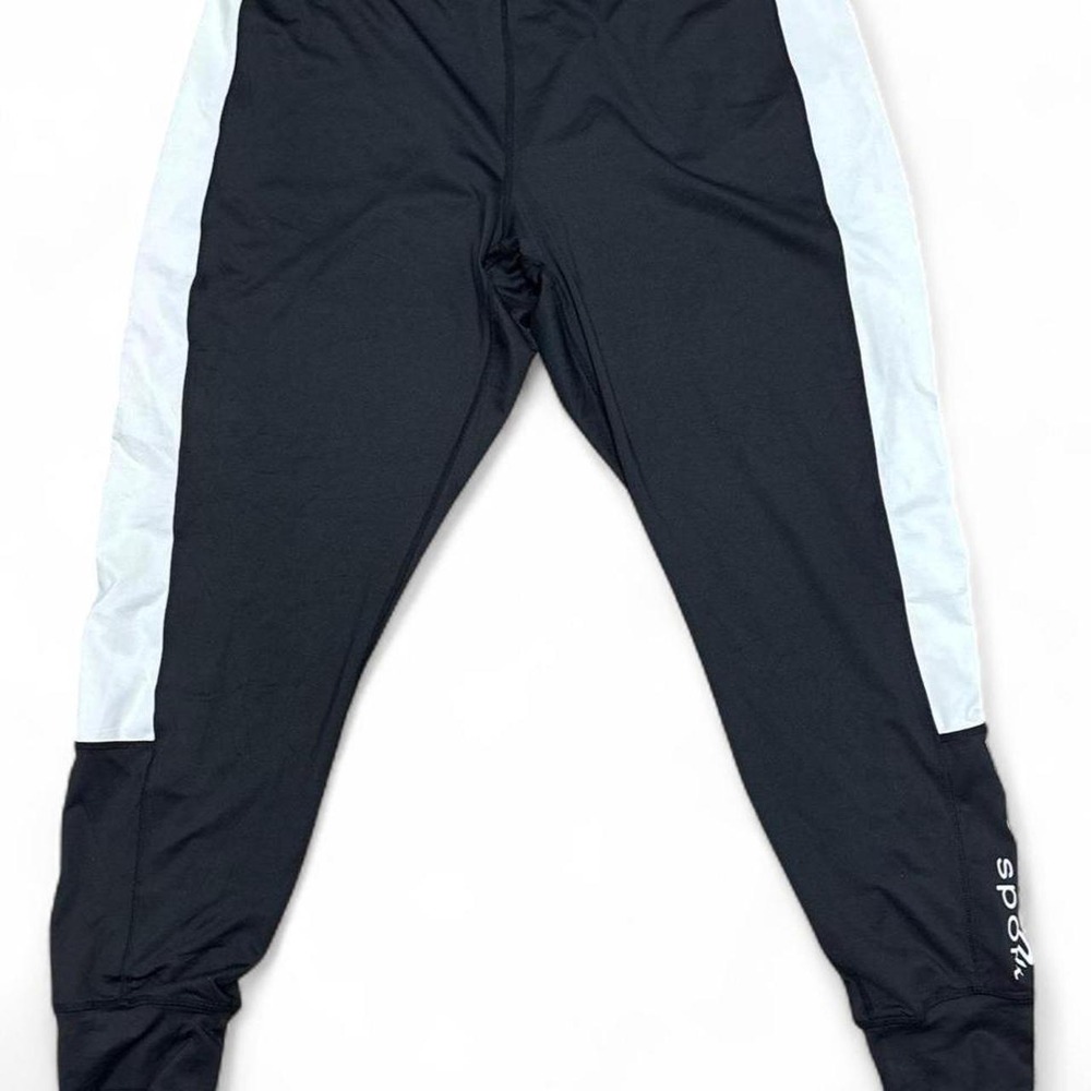 Bebe Sport Womens Black White Colorblock Logo Activewear Leggings Plus Size 3X